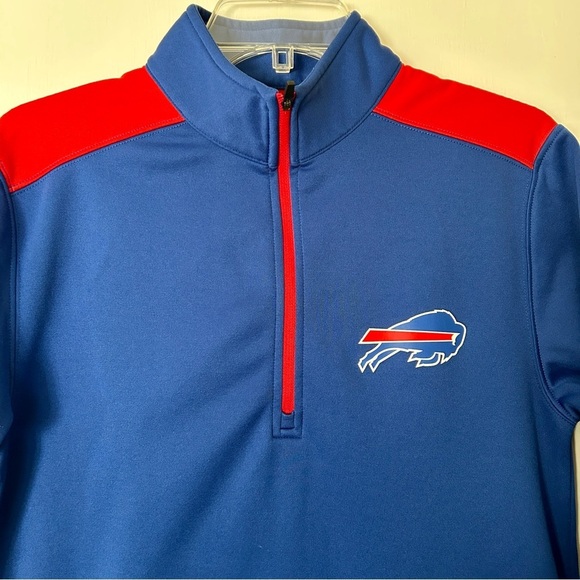 NFL Buffalo Bills Quarter Zip Fleece Pullover Blue Red Team Logo size Small - Picture 4 of 12